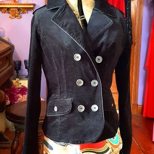 Jou Jou black velvet double-breasted jacket.